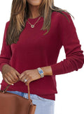 Wool Blend Crew Neck Sweater for Women - Lightweight Classic Fit