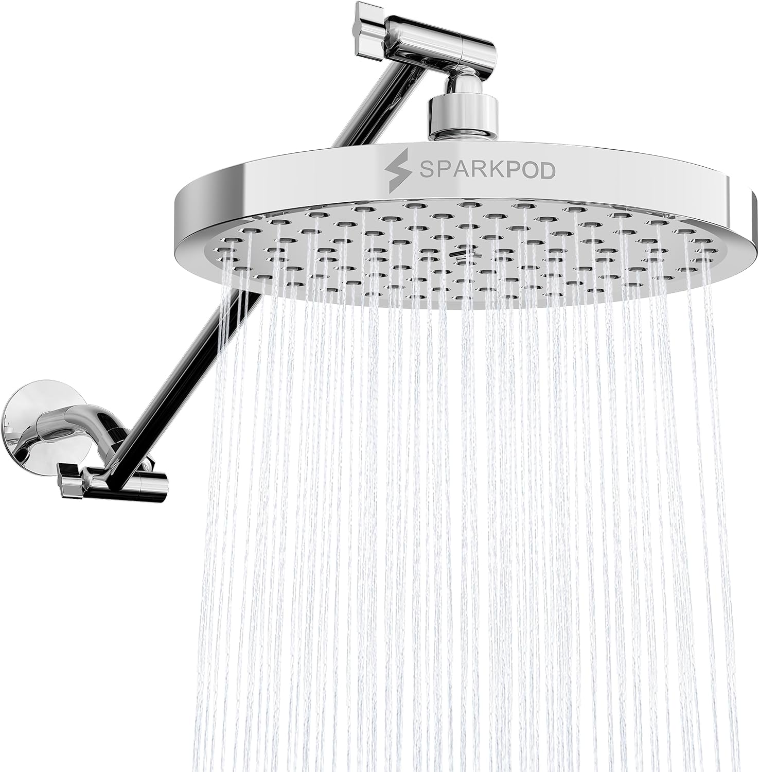 SparkPod Round Rain Shower Head with Adjustable Extension Arm
