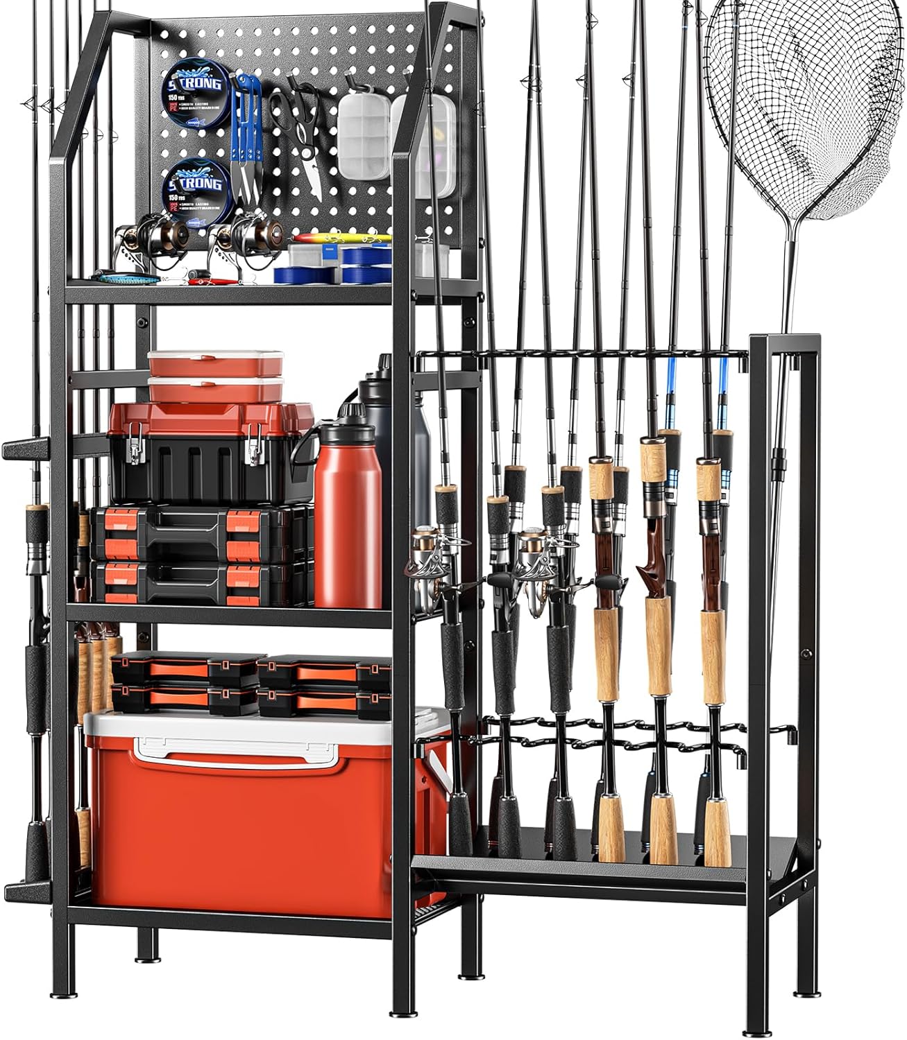 Fishing Rod Holders for Garage - Heavy Duty Metal Rack Organizer