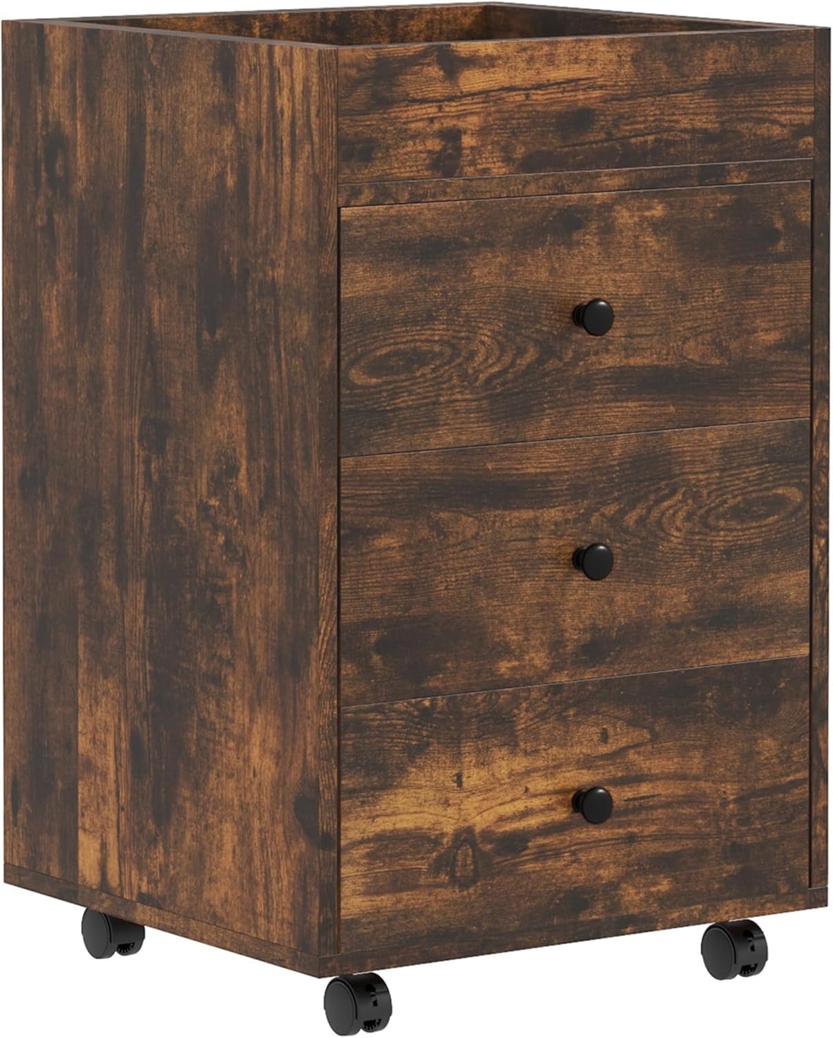 HOMCOM 3 Drawer Office Cabinet w/ Removable Tray - Rustic Brown