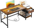 48.1 Inch Computer Desk Reversible with LED Lights & Power Outlets