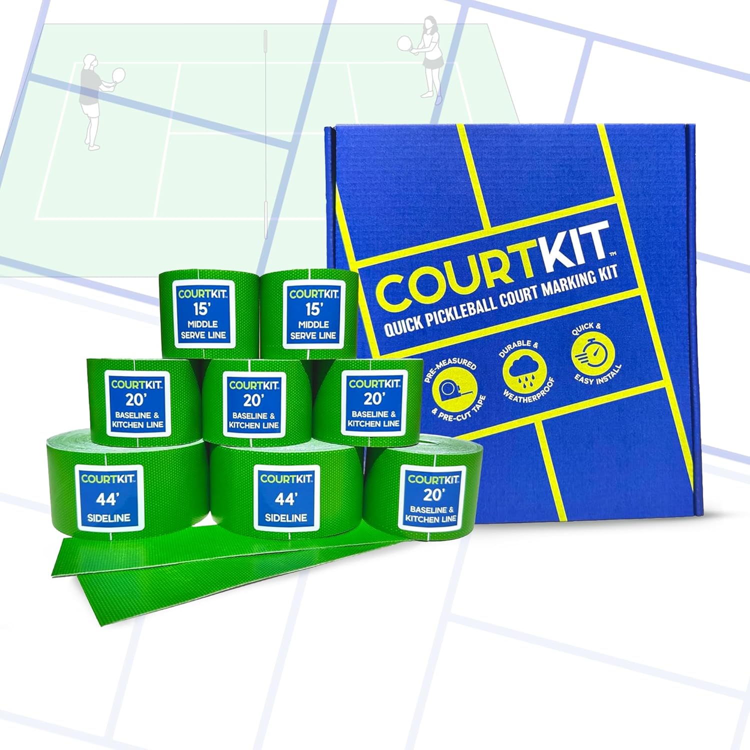 Quick Pickleball Court Marking Kit for Indoor and Outdoor Use
