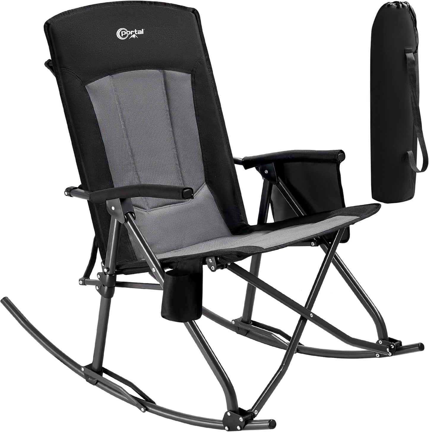 Oversized Folding Rocking Camping Chair with High Back Support