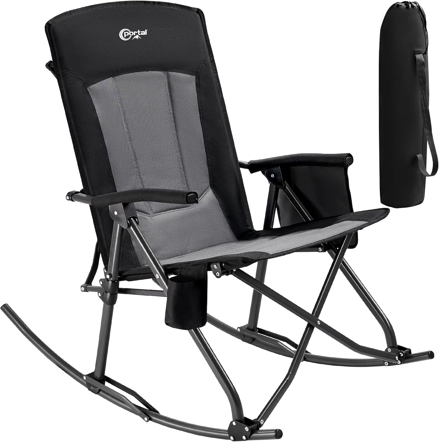 Oversized Folding Rocking Camping Chair with High Back Support