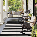 LEEVAN Black and White Outdoor Rug 4x6 for Stylish Decor