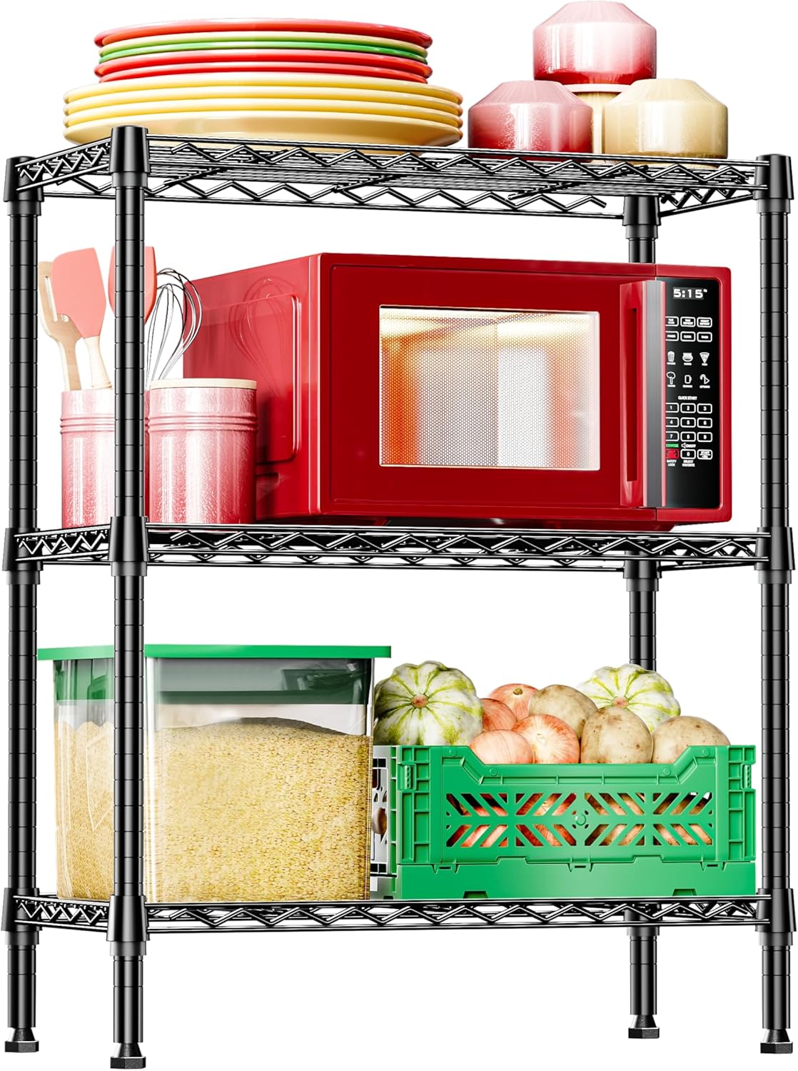 IZEUK 3-Tier Heavy Duty Steel Storage Shelves for Home Use