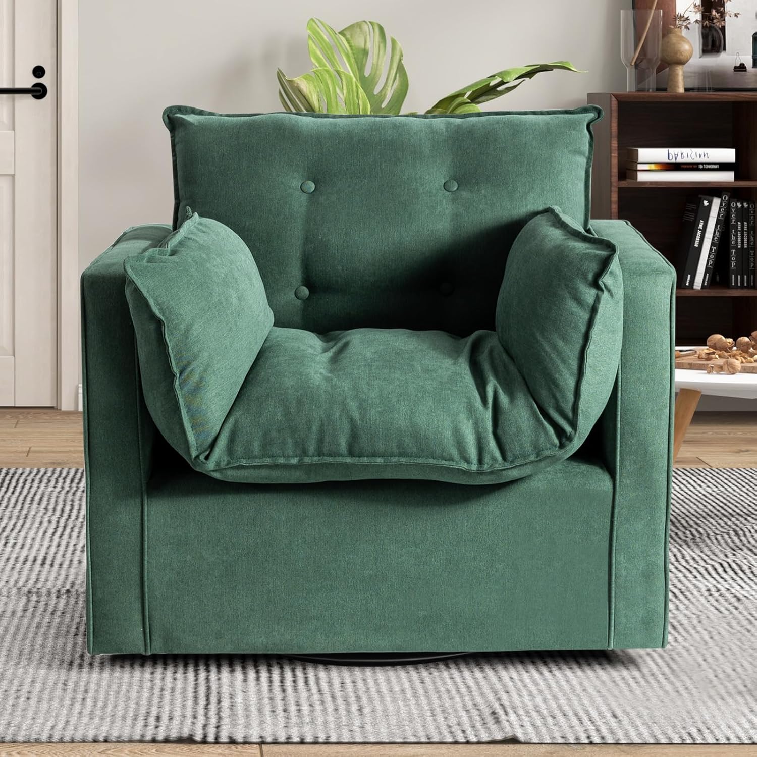 INZOY Swivel Accent Chair: Green Modern Comfort