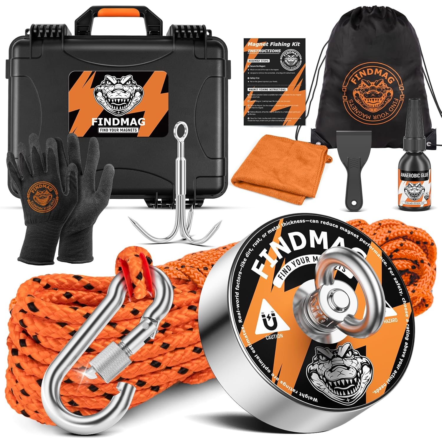 FINDMAG Heavy Duty Rare Earth Magnet Kit for Fishing & Lifting