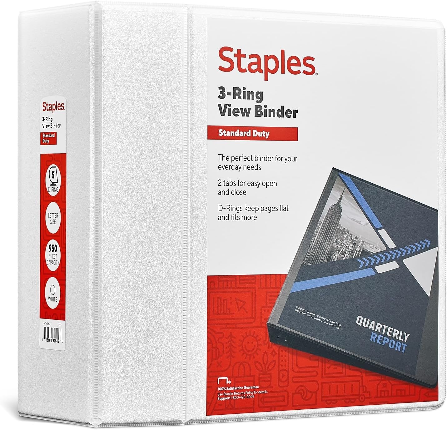 Staples 5-Inch D 3-Ring View Binder for Organizing Papers