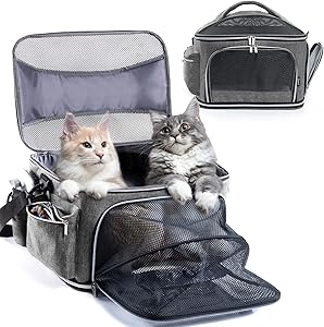 Large Cat Carrier Soft for 2 Cats, Airline Approved Travel Carrier