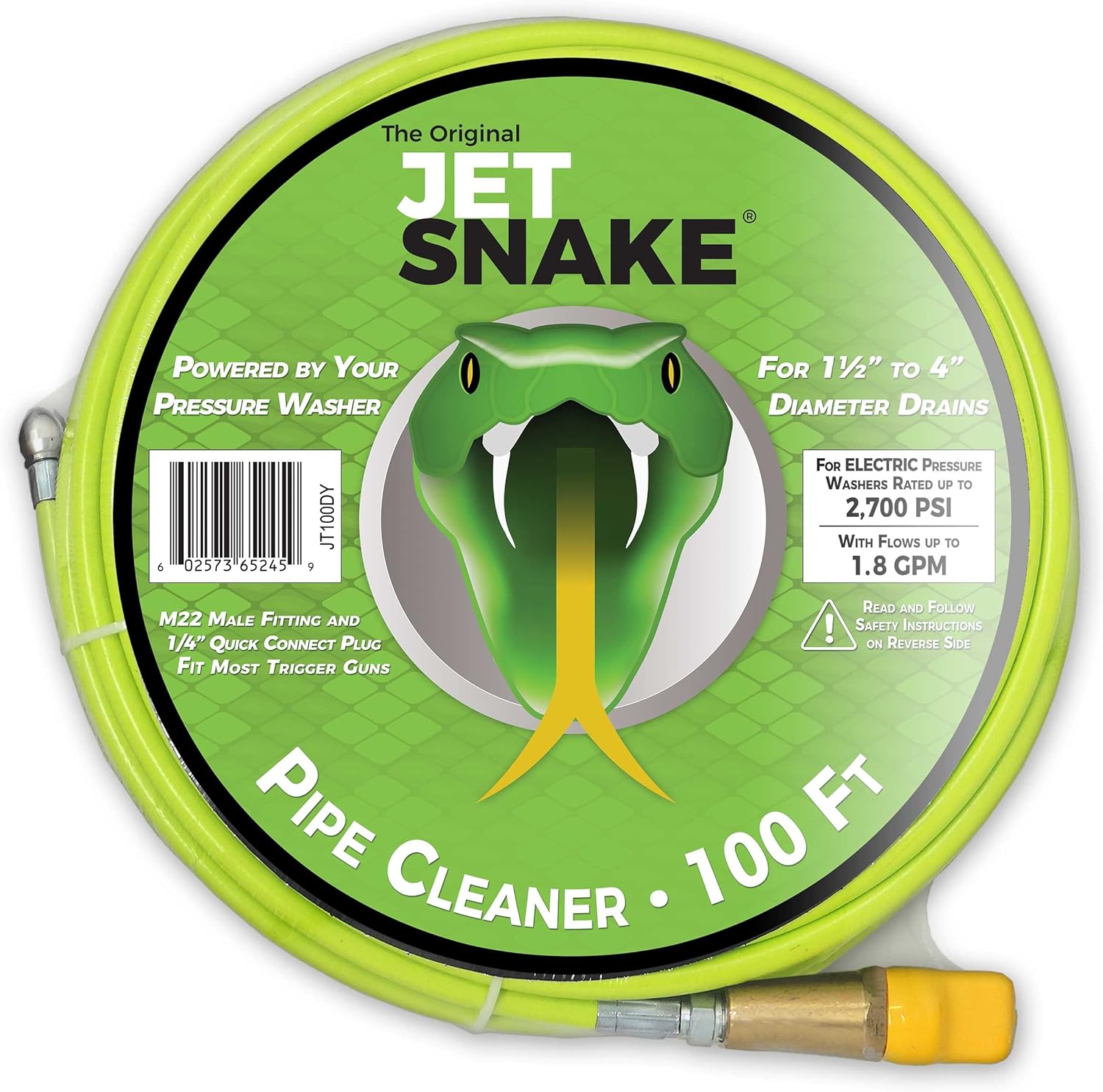 100 FT Sewer Jetter for Electric Pressure Washers - Complete Kit