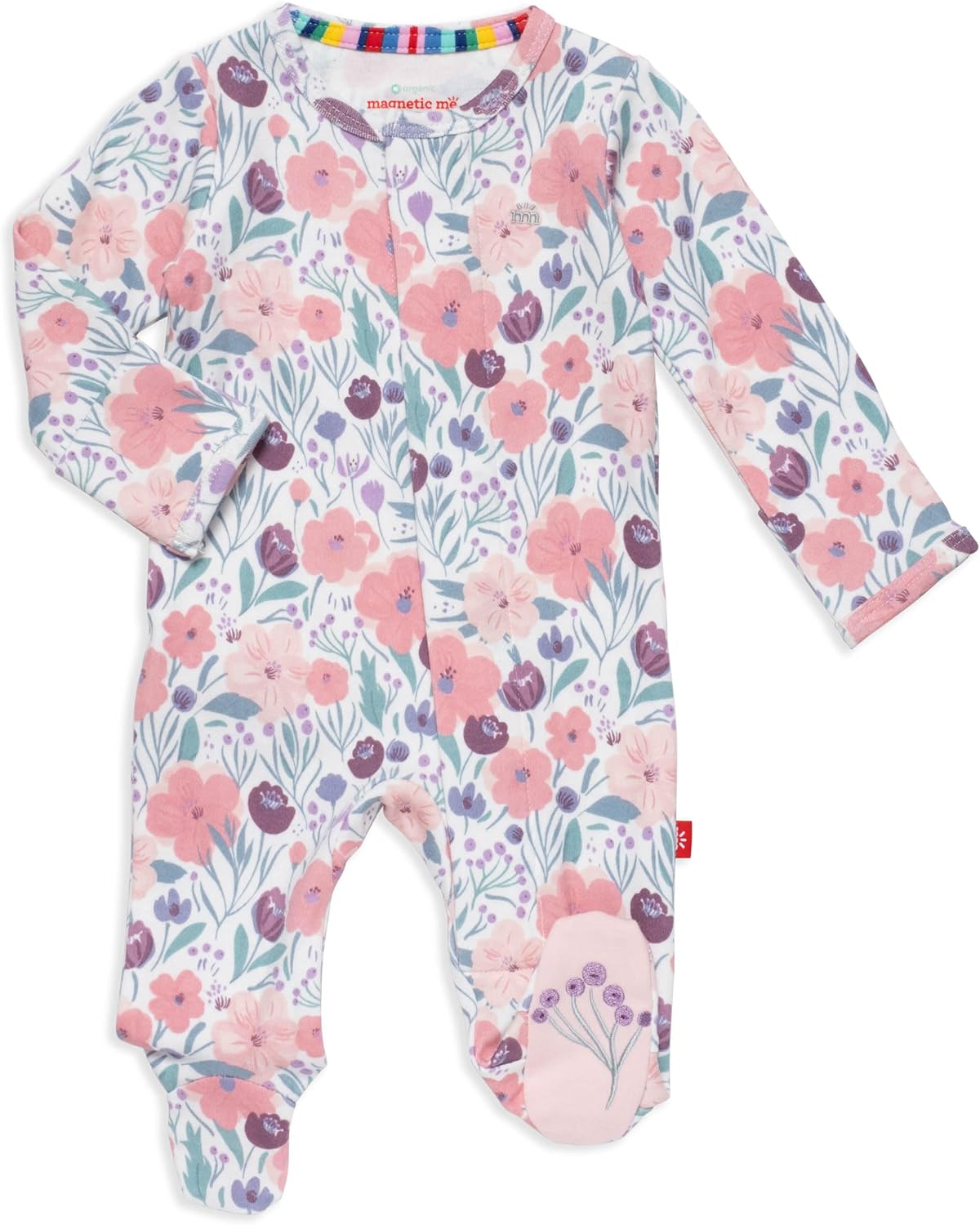 Magnetic Baby Footie Pajamas in 100% Organic Cotton for Comfort