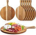 Sliner Acacia Wood Round Cutting Board 6 Pack - Large Charcuterie Set