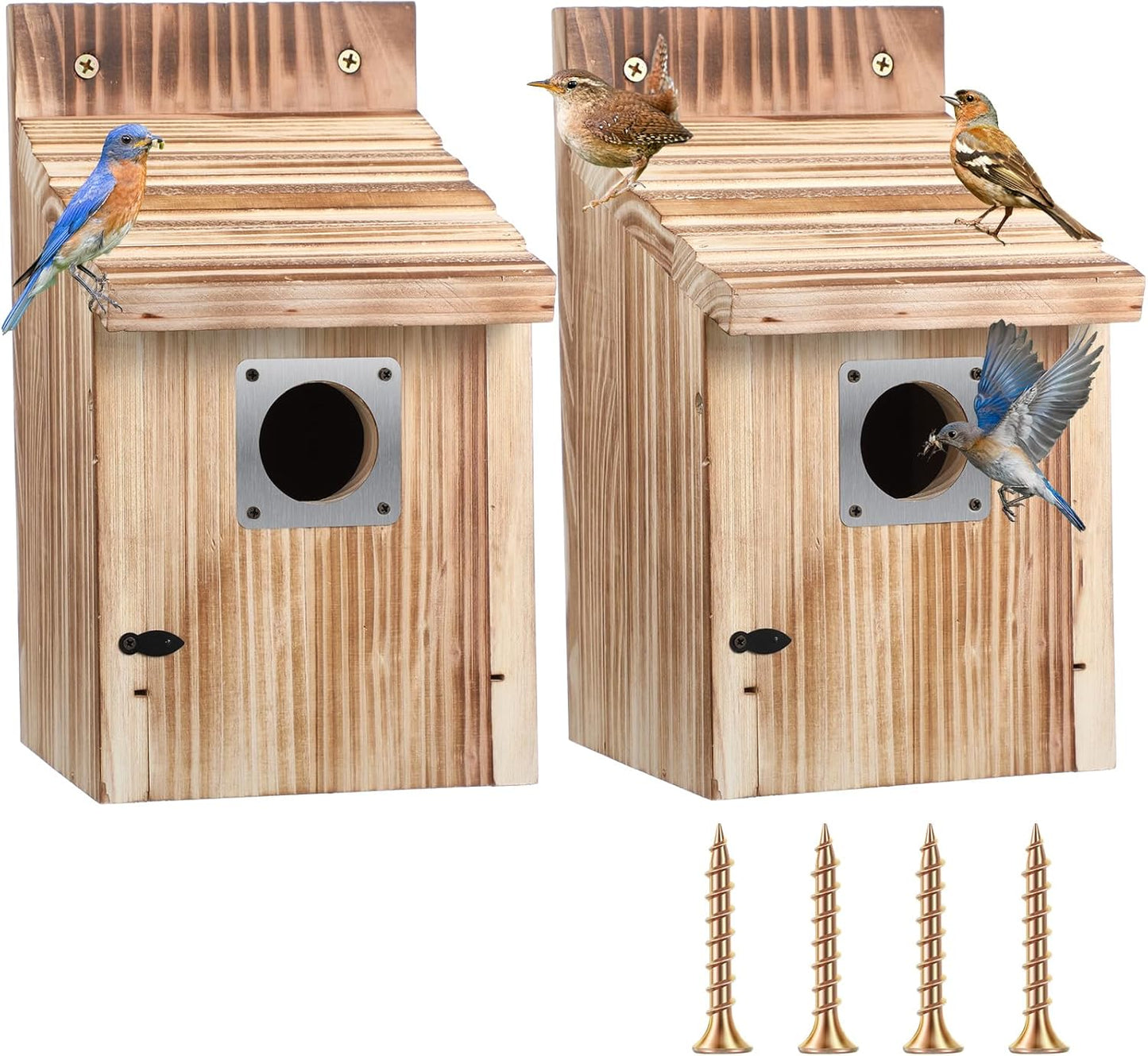 Dreyoo Cedar Bluebird Box Houses for Outside with Predator Guard