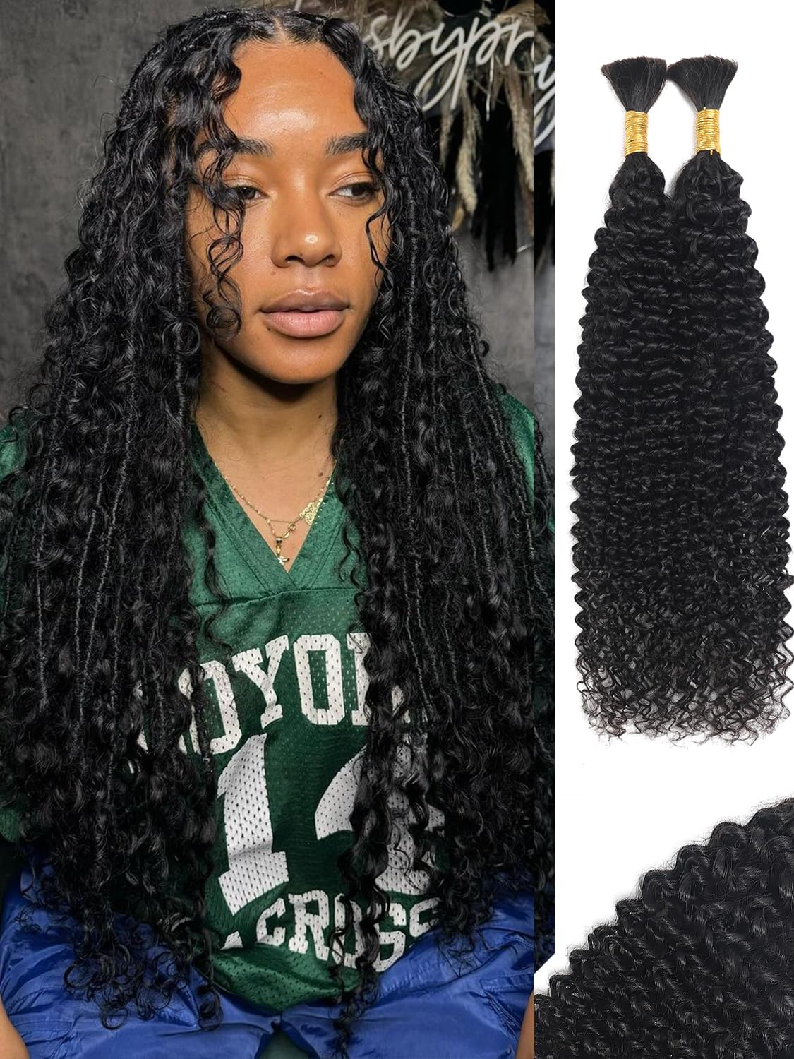 Boho Human Braiding Hair Curly for Knotless and Micro Braids