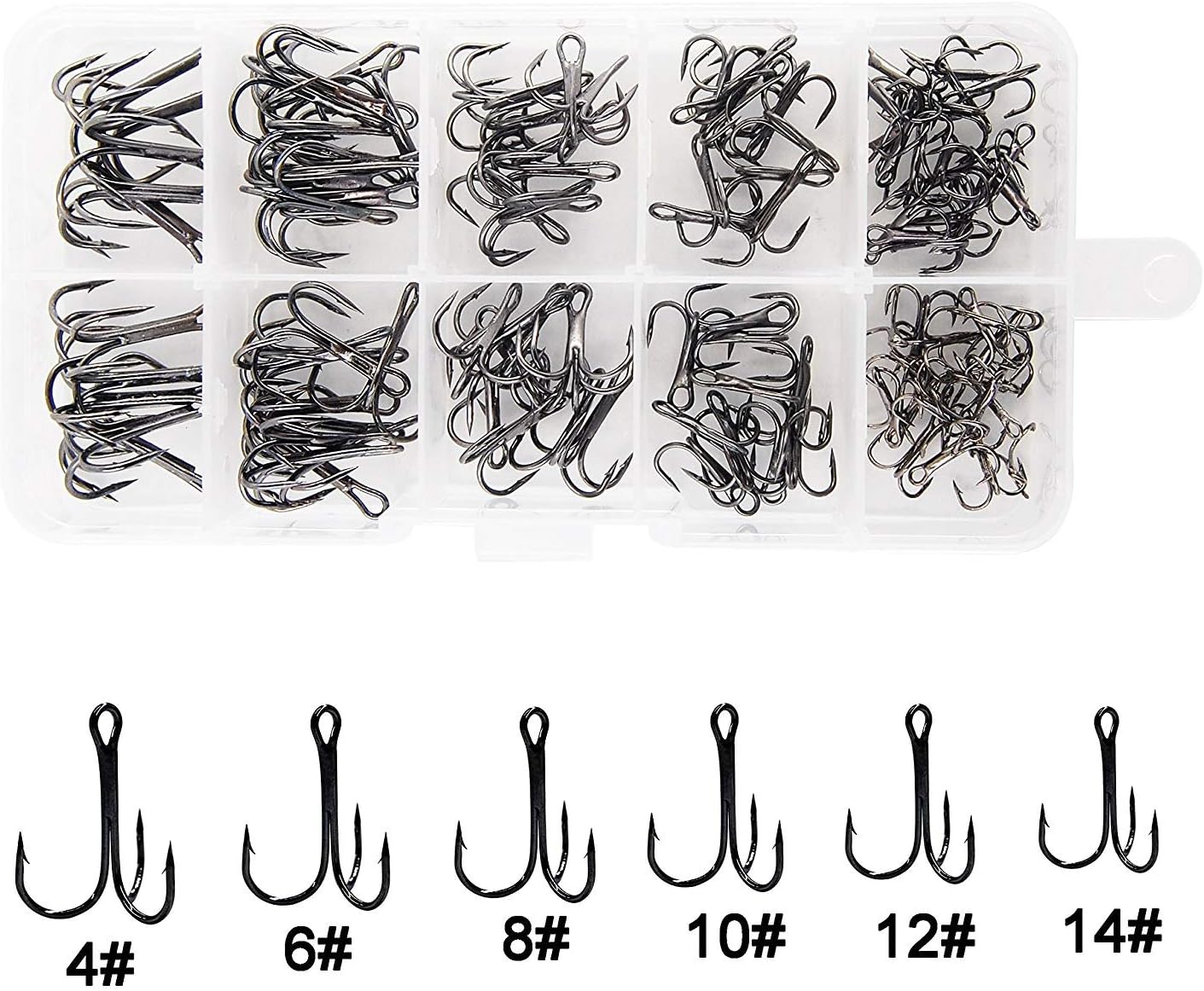 Shaddock Fishing 110pcs High Carbon Treble Hooks Set - Strong, Sharp, Saltwater Ready!