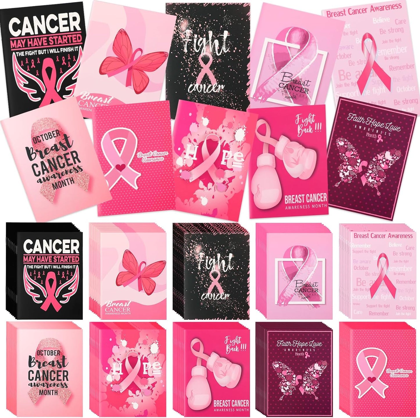 200 Pcs Breast Cancer Awareness Notepads for Inspirational Gifts