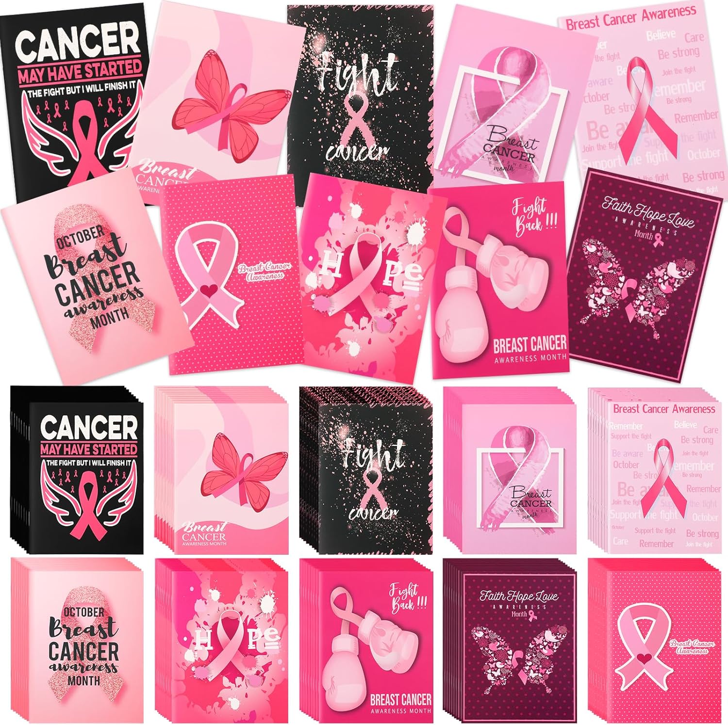 200 Pcs Breast Cancer Awareness Notepads for Inspirational Gifts