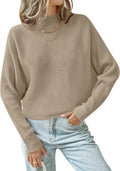 ZESICA Women's Turtleneck Batwing Ribbed Knit Pullover - Soft