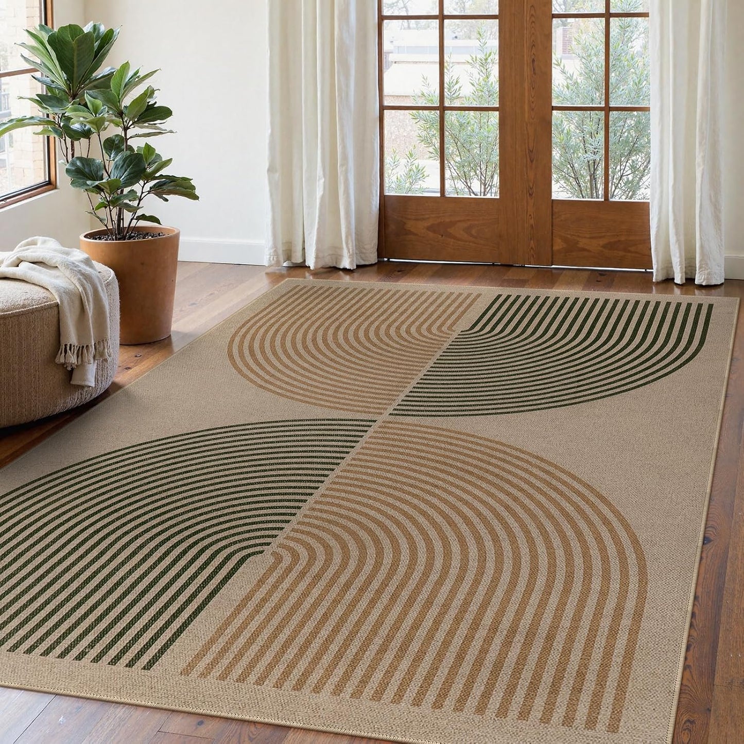Modern Rainbow Easy Jute Rug for Living Room and Dining Room