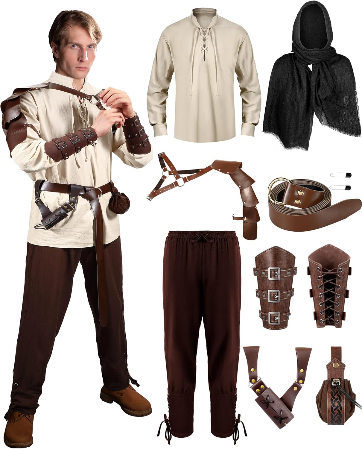 Men's Renaissance Costume Set for Halloween and Role Play Fun