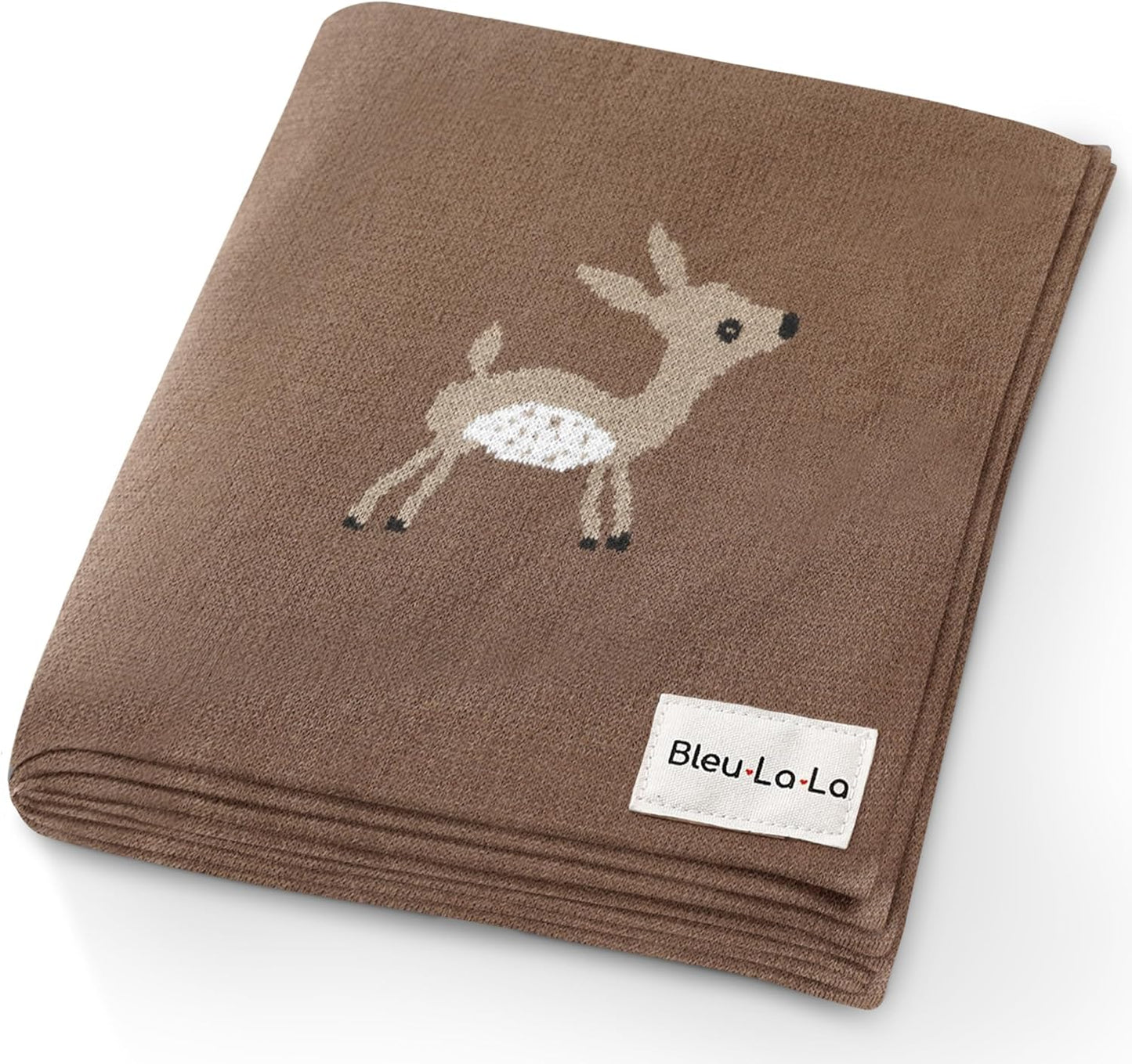 Knit Baby Swaddling Blanket - Soft Cotton Cozy Deer Design