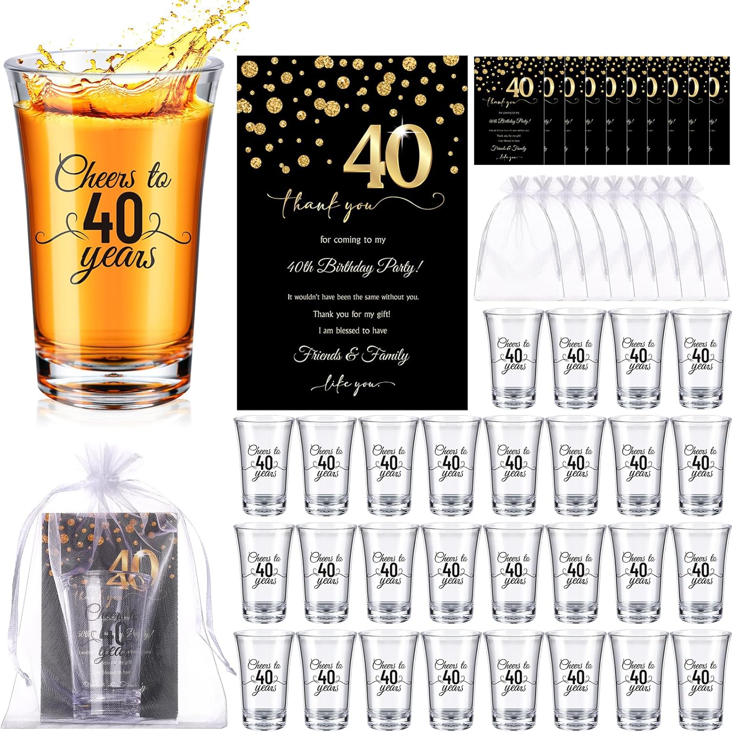 100 Sets Birthday Party Favors with Personalized Glasses Cups