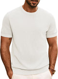 Mens Casual Crewneck Knit Tee - Comfortable Classic Short Sleeve