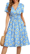 Women's Floral Short Sleeve Dress by WEACZZY with Side Pockets