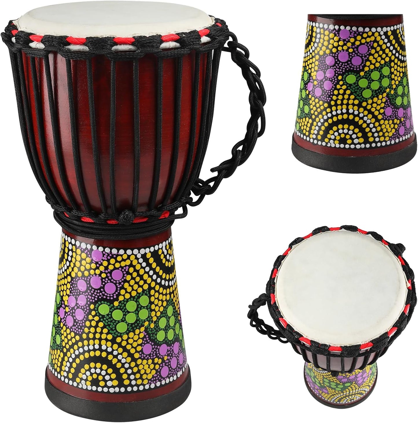 Wood Djembe Drum with Goatskin Drumhead for All Skill Levels