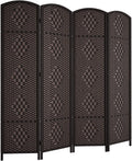 6 ft Tall Room Divider 4 Panel Privacy Screen - Dark Coffee