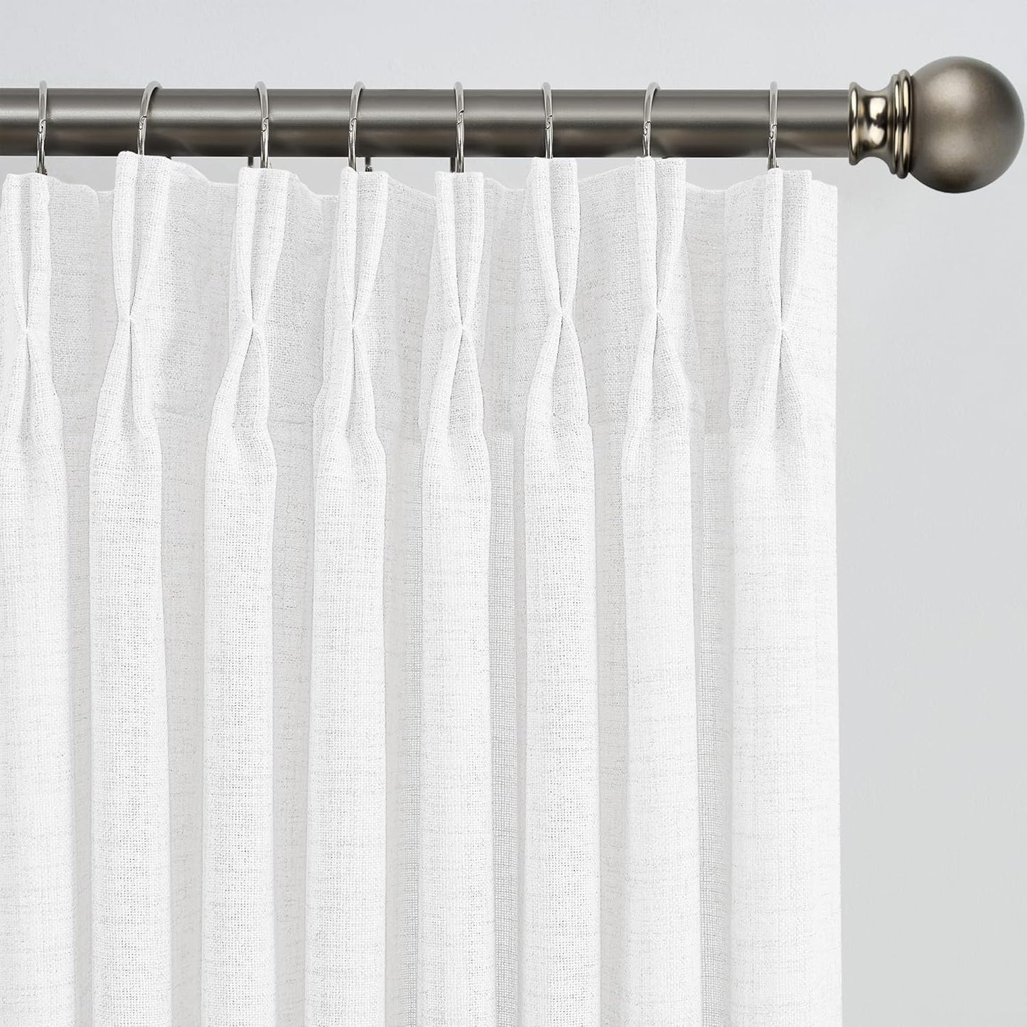 White Linen Pinch Pleated Semi Sheer Curtains for Elegant Homes