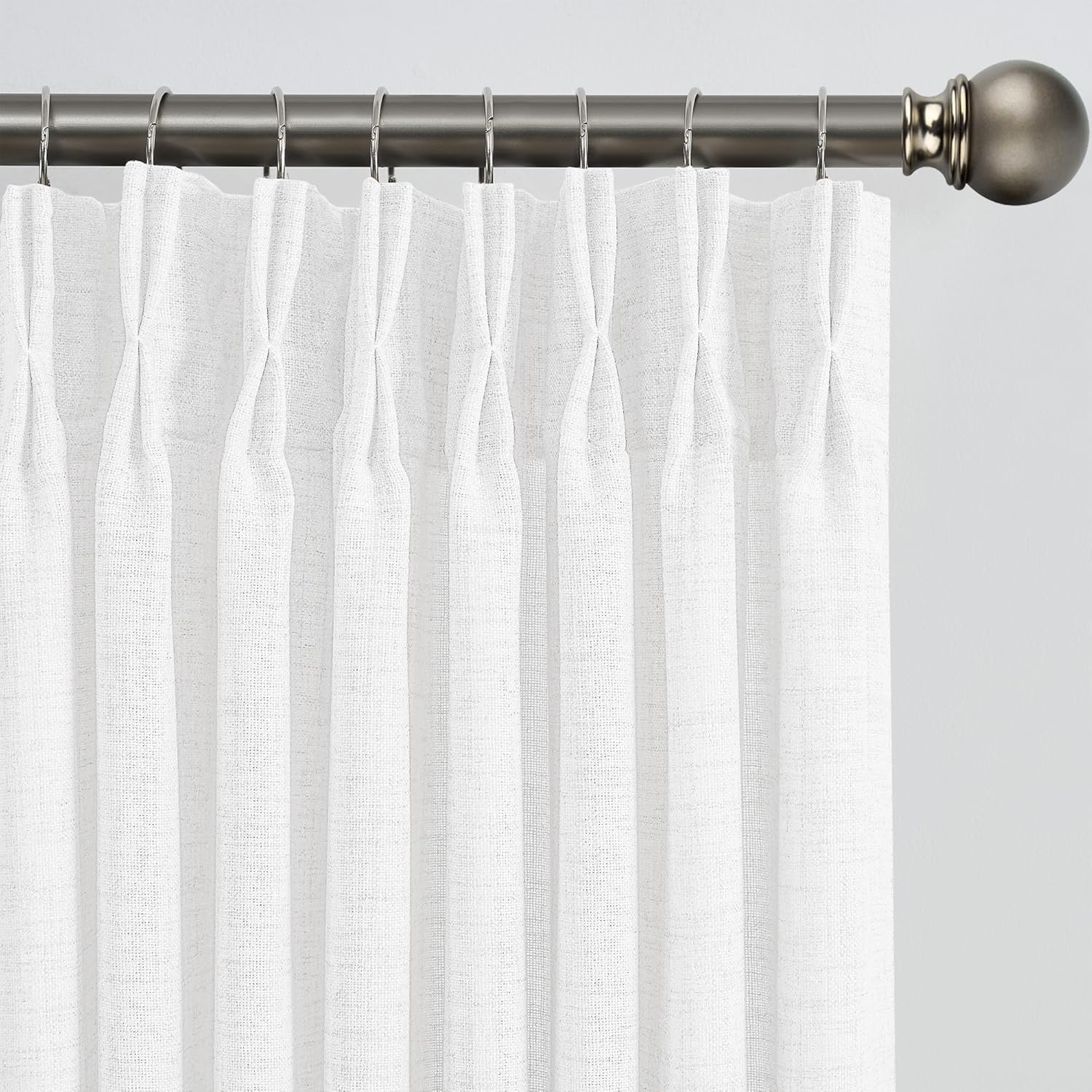 White Linen Pinch Pleated Semi Sheer Curtains for Elegant Homes