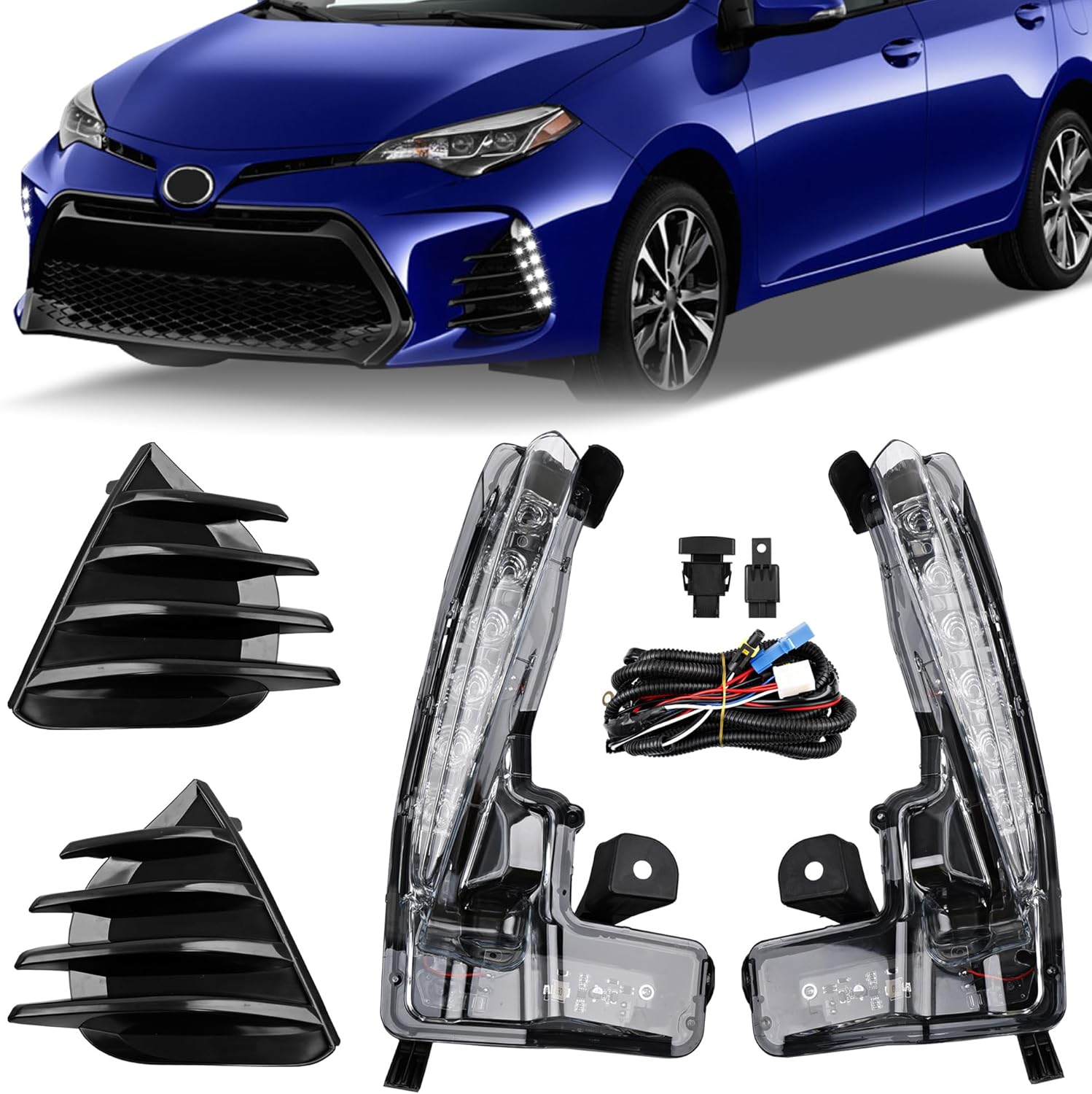 LED Front Fog Lights Assembly for Toyota Corolla SE XSE 2017-2019