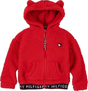 Tommy Hilfiger Girls' Logo Sweatshirt Fleece Hoodie with Pockets