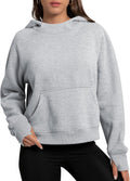 Womens Cropped Hoodies Mock Neck Sweatshirts - Cozy Fall Fleece