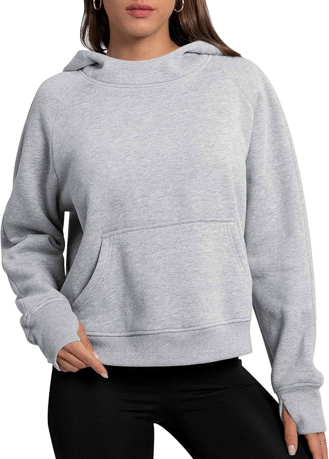 Womens Cropped Hoodies Mock Neck Sweatshirts for Fall 2024