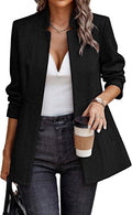 ELLEVEN Womens Open Front Herringbone Blazer - Polished Work Staple