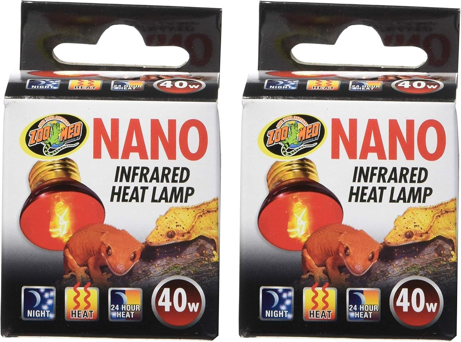 Zoo Med 2 Pack Nano Infrared Heat Lamps: Powerful 40W Efficiency