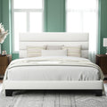 King Size Platform Bed Frame with Velvet Headboard - Sturdy