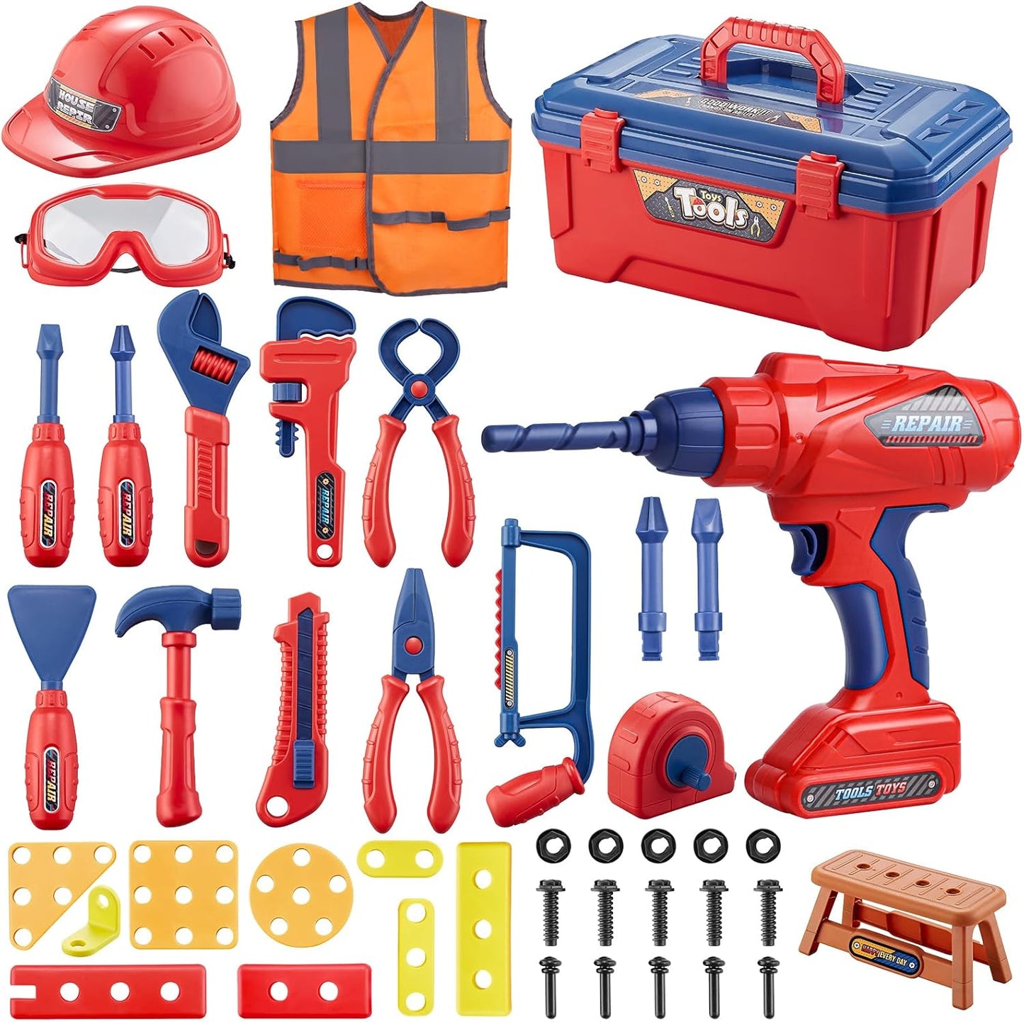 Kids Tool Set with Electronic Drill and Realistic Accessories