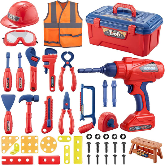 Kids Tool Set with Electronic Drill and Realistic Accessories