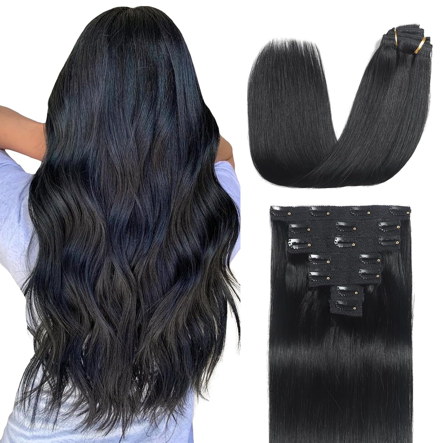 Premium Clip in Hair Extensions Real Human Hair for Glamour