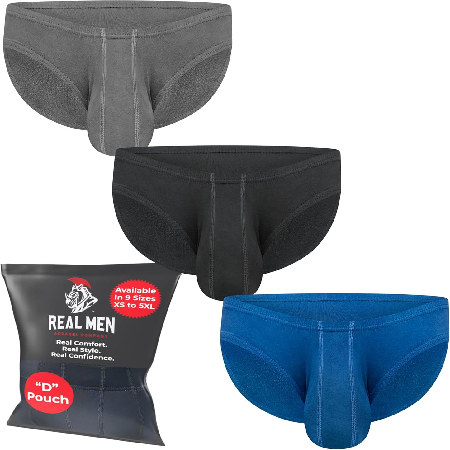 Real Men Ares-Accent Low-Rise Pouch Bikini Briefs for Comfort