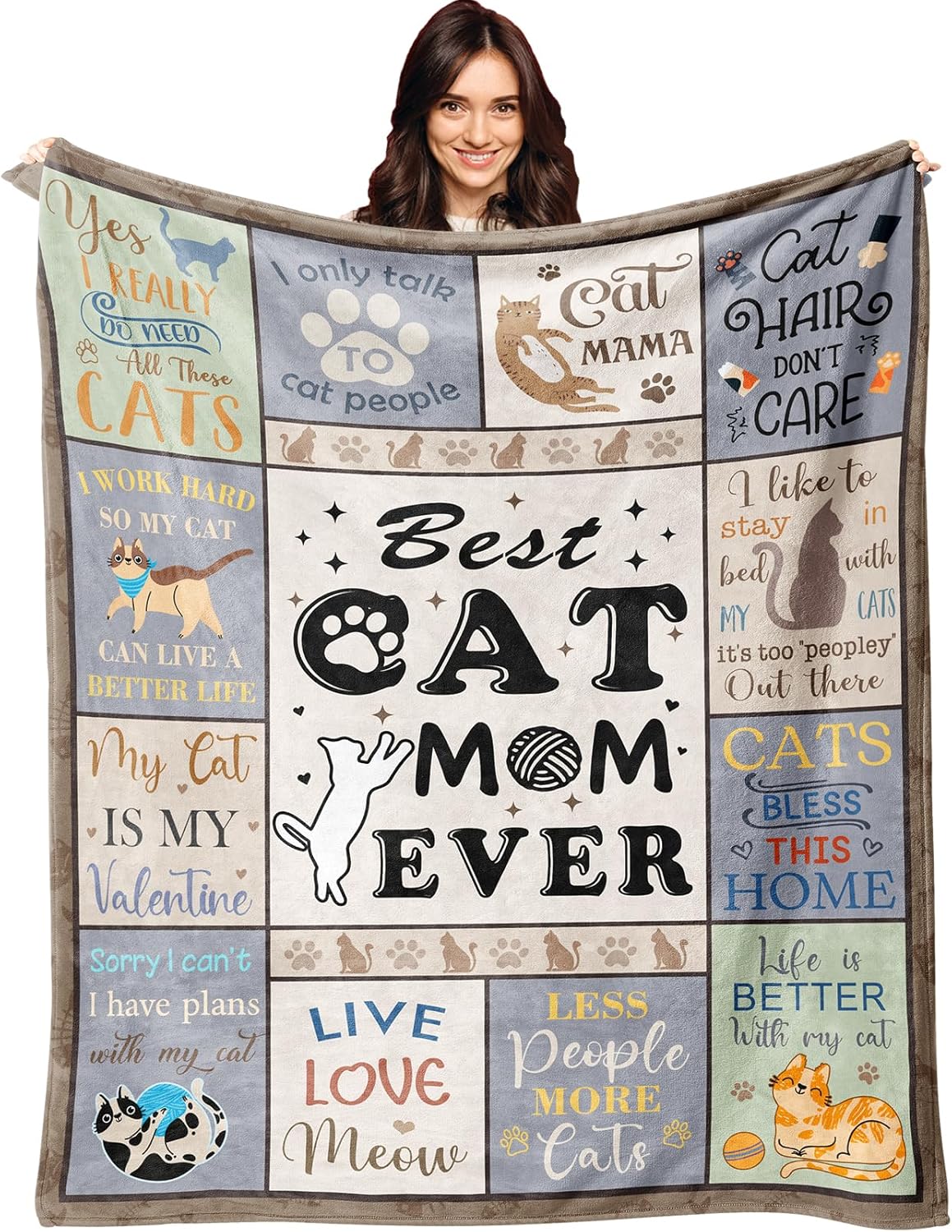 XALAZY Cat Mom Gifts Blanket 60inX80in for Cat Lovers