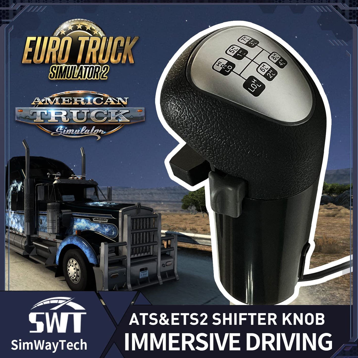 HCXLELD USB Shifter Knob for ATS & ETS2 - Realistic Driving Experience