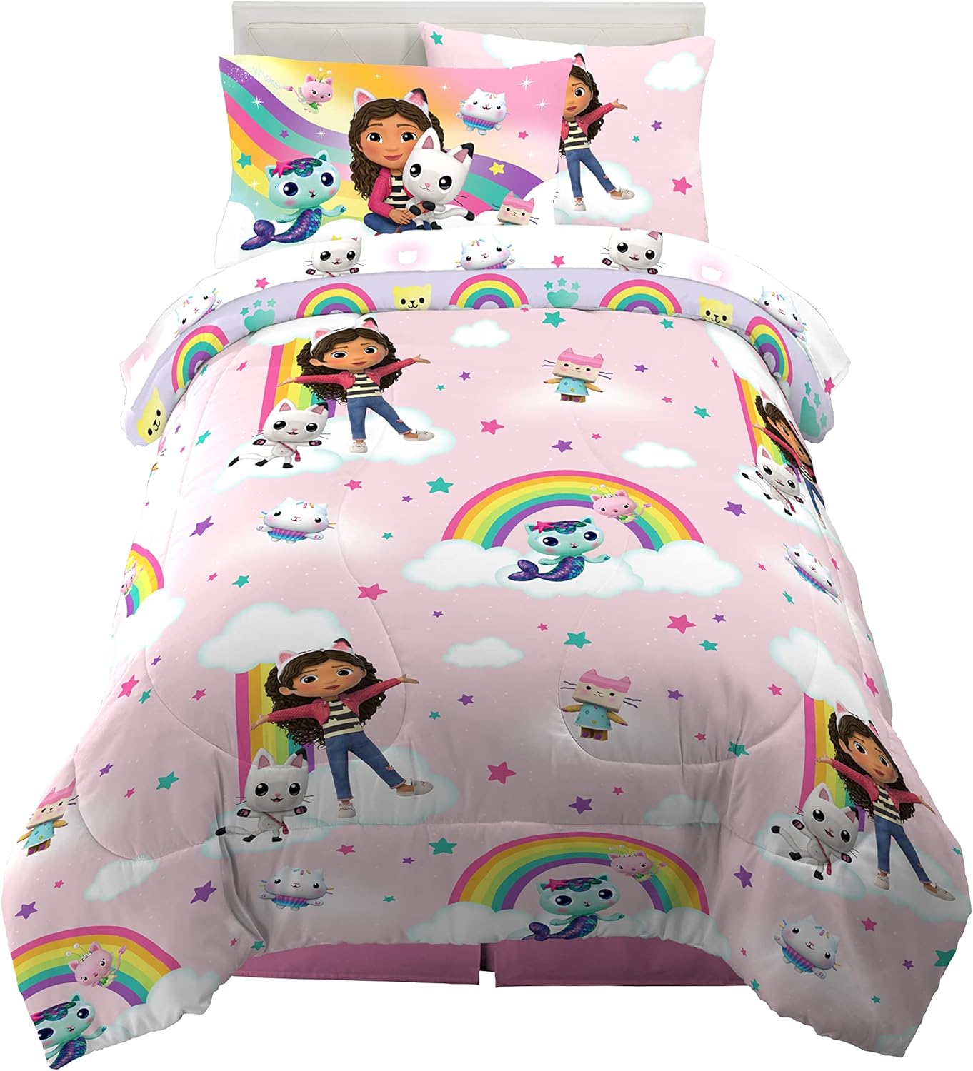 Gabby's Dollhouse Kids Bedding Set - Super Soft Comforter & Sheets