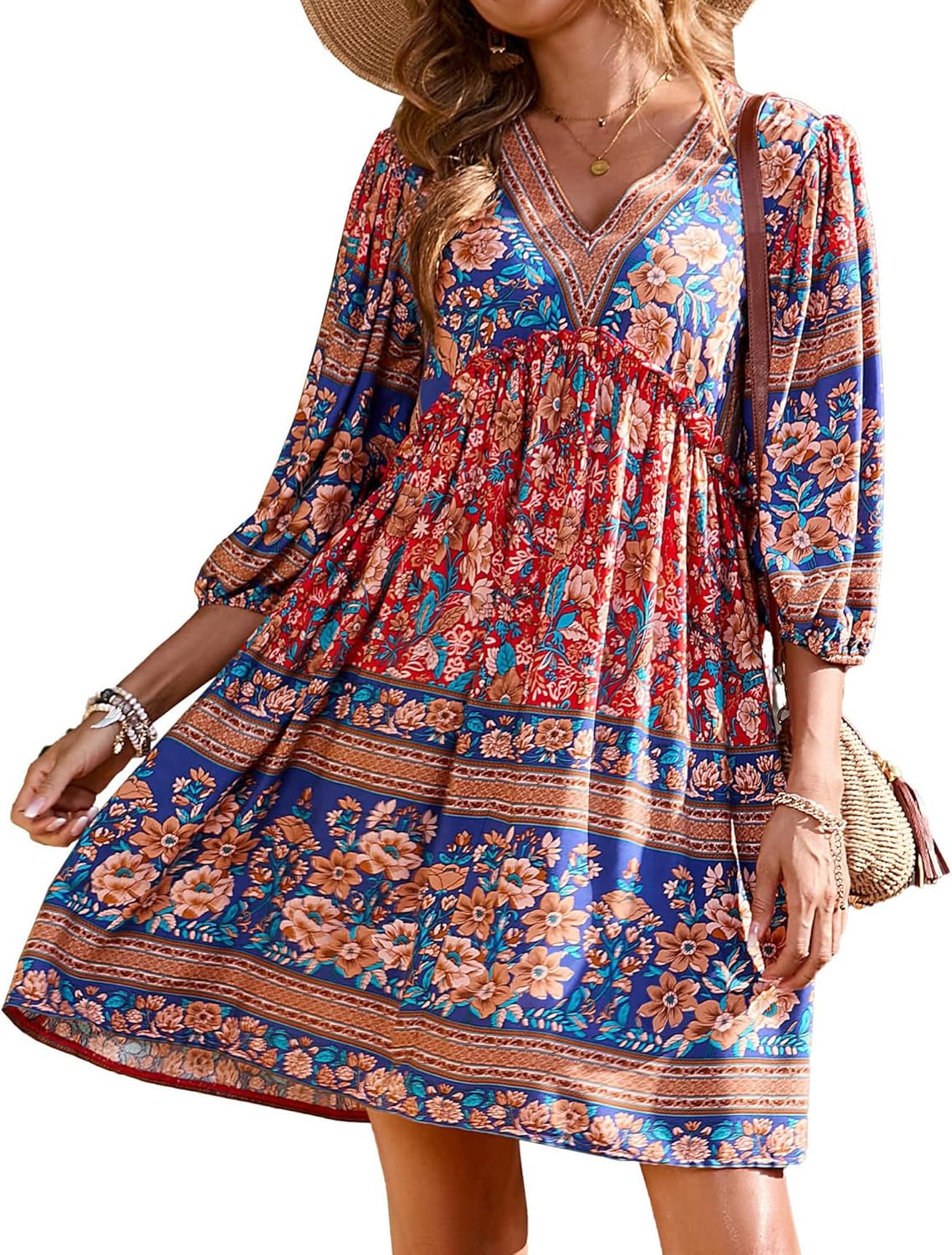 BTFBM Women Casual Spring Summer Dresses V Neck Ruffle Mini