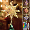 Christmas Star Tree Topper 3D Champagne Gold - Lighted Spiral Topper
