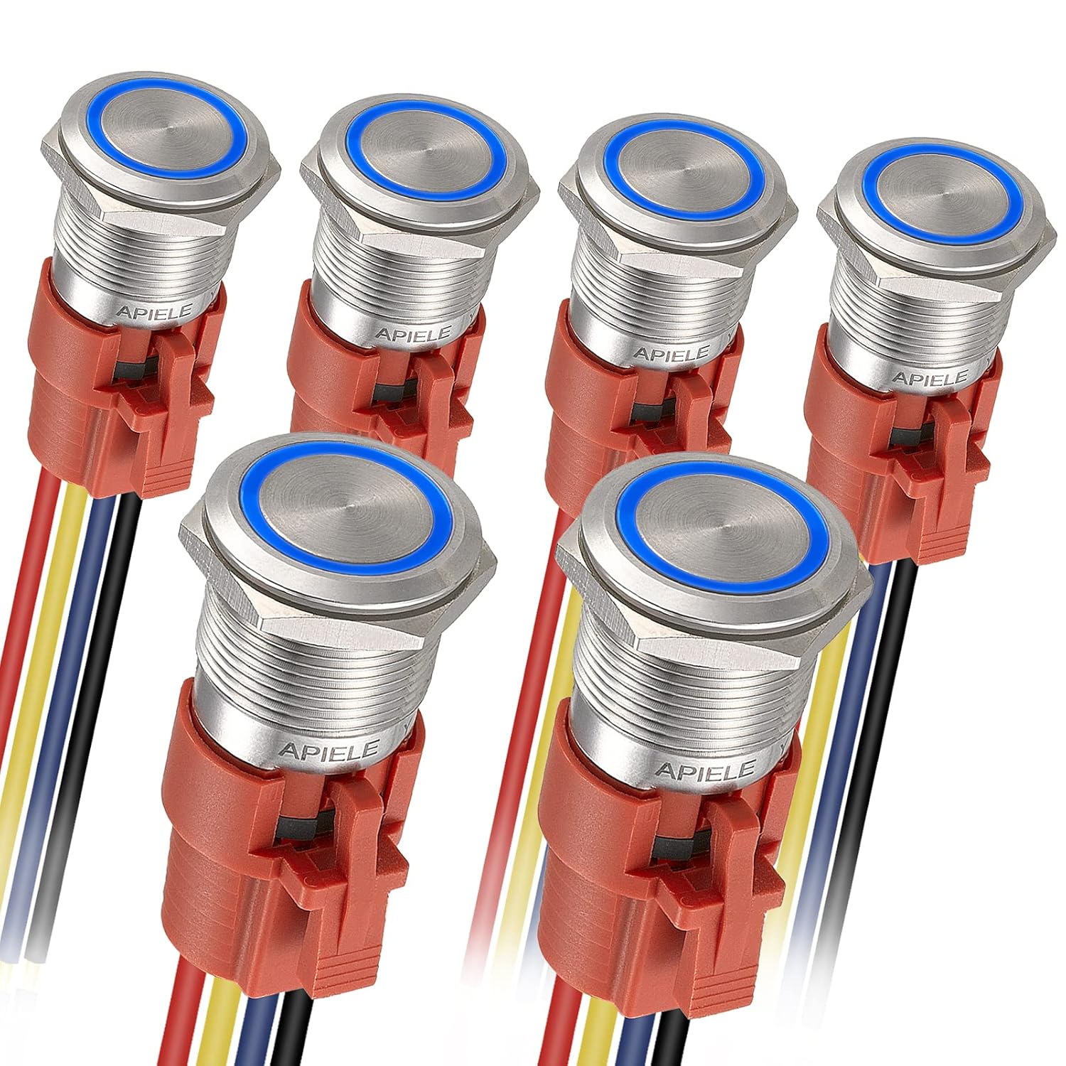 APIELE 19mm Latching Push Button Switch with LED for Control